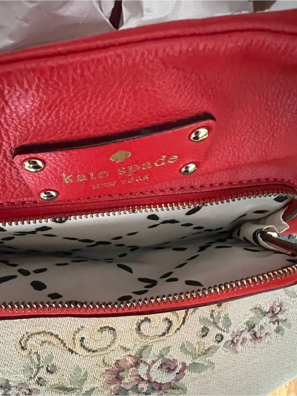 kate spade Red Leather Hobo with Front Zip Pocket - Picture 4 of 8